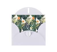 AEKGOHP White Greeting Card Tropical Summer Hawaiian Flower Palm Leaves Prints for Festive Birthday Party Invitation