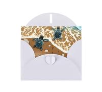 AEKGOHP White Greeting Card Turtle crawling on the beach Prints for Festive Birthday Party Invitation