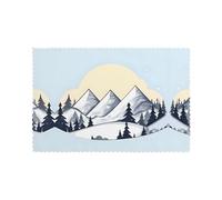 AEKGOHP White Snowy Mountains Printed Placemats for Dining Table Set of 6 12x18in heat resistance for hotels, homes, and banquets