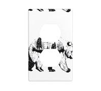 AEKGOHP Wildlife Hand Drawn Bear Animal Prints Double Socket Wall Panel Decorative is Durable and Suitable for Socket Light Switch Accessories 4.5x2.76in