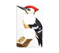 AEKGOHP Woodpecker Eating Insects Prints Double Socket Wall Panel Decorative is Durable and Suitable for Socket Light Switch Accessories 4.5x2.76in
