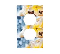 AEKGOHP Yellow Orange White Flowers Prints Double Socket Wall Panel Decorative is Durable and Suitable for Socket Light Switch Accessories 4.5x2.76in