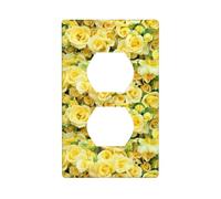AEKGOHP Yellow Rose Prints Double Socket Wall Panel Decorative is Durable and Suitable for Socket Light Switch Accessories 4.5x2.76in