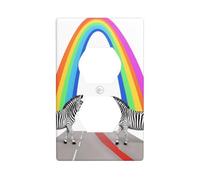 AEKGOHP Zebra Crossing The Rainbow Prints Double Socket Wall Panel Decorative is Durable and Suitable for Socket Light Switch Accessories 4.5x2.76in