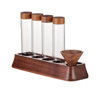 AEKLXVKU Glass Test Tubes with Display Rack Coffee Bean Storage Tubes for Coffee Shop 4 Hole