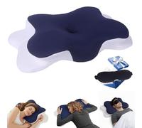 Aeknor Memory Foam Pillow-Ergonomic Neck Pain Relief Pillow, Cervical Orthopaedic Design for Side,Back and Stomach Sleepers with Dual-Height Contour for Shoulder Support - Includes Sleep Mask Gift