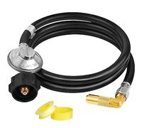 Aekops Propane Adapter Hose with Regulator for Blackstone 17/22-inch Griddle, 5 FT Propane Gas Line for Blackstone with 90 Degree Elbow Adapter, Connect to Large Propane Tank (5FT)