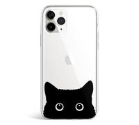 AEKPRINT Transparent Black Cat Phone Case - Clear Shockproof TPU Cover for iPhone 16 Pro Max, Cute Curious Cat Design