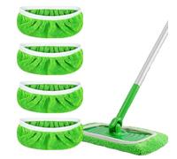 AEKZOX Pack of 4 washable microfibre floor cloths, wet and dry mop covers, for Swiffer floor cloths, for cleaning hard floors and wooden floors, reusable pour