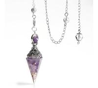 AEKZOX Thote Pendulum, Natural Crystal Resin, Stone for Divination, Witchcraft, Ceremony, Reiki Healing Dowsing Scrying Balance Bracelet, Chakras (Hexagonal Cone) (Purple)