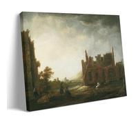 Aelbert Cuyp Paintings Wall Art Poster Prints Landscape with The Ruins of Rijnsburg Abbey (ca. 1645) Room Aesthetic Print Art Wall Painting Canvas Modern Bedroom Decor Frame 08x12inch(20x30cm)