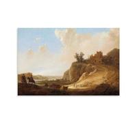 Aelbert Cuyp Paintings Wall Art Poster Prints Mountainous Landscape with The Ruins of A Castle (1640-1650) Artworks Picture Print Wall Art Painting Canvas Gift Decor Homes Decorative Unframe 24x36in