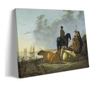 Aelbert Cuyp Paintings Wall Art Poster Prints Peasants And Cattle by The River Merwede (c. 1658-1660) Picture Print Canvas Wall Paint Arts Decor Modern Home Artworks Gift Idea Frame 08x12inch(20x30c
