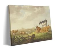 Aelbert Cuyp Wall Art Prints Paintings Poster Auf Einer Wiese Kühe Und Schafe, in Der Ferne Eine Stadt, Links Eine Melkerin Wall Art Bedroom Prints Home Decor Hanging Picture Canvas Paintings Frame 2