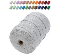 Aelfon Macrame Cord 3mm x 328yards Natural Cotton Cord Colored Macrame Rope Macrame Supplies Macrame Cotton Rope Soft Craft Rope Macrame Yarn for Plant Hanger Wall Hanger Dreamcatcher(Light Grey)