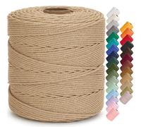 Aelfon Macrame Cord 4mm x 547yards, Soft Colored Macrame Rope, Natural Cotton Cord for Plant Hangers, Wall Hanger, Decorative Projects(Hemp Color)