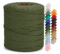 Aelfon Macrame Cord 4mm x 547yards, Soft Colored Macrame Rope, Natural Cotton Cord for Plant Hangers, Wall Hanger, Decorative Projects(Olive Green)