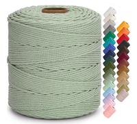Aelfon Macrame Cord 4mm x 547yards, Soft Colored Macrame Rope, Natural Cotton Cord for Plant Hangers, Wall Hanger, Decorative Projects(Moss Green)