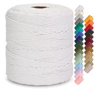 Aelfon Macrame Cord 4mm x 547yards, Soft Colored Macrame Rope, Natural Cotton Cord for Plant Hangers, Wall Hanger, Decorative Projects(White)