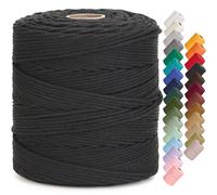 Aelfon Macrame Cord 4mm x 547yards, Soft Colored Macrame Rope, Natural Cotton Cord for Plant Hangers, Wall Hanger, Decorative Projects(Black)
