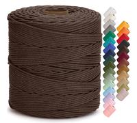 Aelfon Macrame Cord 4mm x 547yards, Soft Colored Macrame Rope, Natural Cotton Cord for Plant Hangers, Wall Hanger, Decorative Projects(Espresso Brown)