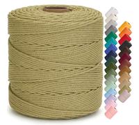 Aelfon Macrame Cord 4mm x 547yards, Soft Colored Macrame Rope, Natural Cotton Cord for Plant Hangers, Wall Hanger, Decorative Projects(Dark Khaki)