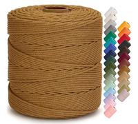 Aelfon Macrame Cord 4mm x 547yards, Soft Colored Macrame Rope, Natural Cotton Cord for Plant Hangers, Wall Hanger, Decorative Projects(Golden Brown)
