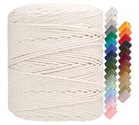 Aelfon Macrame Cord 4mm x 547yards, Soft Colored Macrame Rope, Natural Cotton Cord for Plant Hangers, Wall Hanger, Decorative Projects(Natural Color)