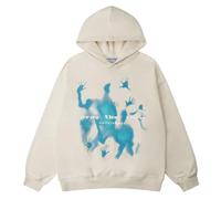 Aelfric Eden Abstraction Shadow Print Hoodie Men's Oversized Hoodie Unisex Hooded Sweatshirt Long Sleeves Casual Hiphop Y2K Apricot XS