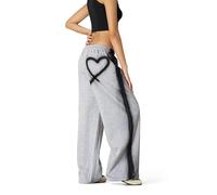 Aelfric Eden Baggy Jogging Bottoms Women's Graffiti Heart Casual Trousers, gray, S