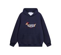 Aelfric Eden Cartoon Dog Hoodie Men Plain Hooded Women Oversize Hooded Pullover Sport Sweatshirt Casual Hoody Navy Blue, M