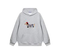 Aelfric Eden Cartoon Dog Hoodie Men Plain Hooded Women Oversize Hooded Pullover Sport Sweatshirt Casual Hoody Gray, XS