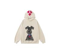 Aelfric Eden Cartoon Dog Hoodie Men's Graffiti Dog Pattern Sweatshirt with Hood Women's Y2K Oversized Hoodie Unisex Vintage Hoody Basic Casual Hooded Long Sleeve Sports Tops, beige, M