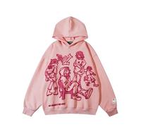 Aelfric Eden Cartoon Line Character Print Hoodie Men's Basic Hooded Oversized Hoodie Unisex Sweatshirt Long Sleeves Casual Hiphop Y2K Pink XS