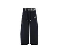 Aelfric Eden Checked Patchwork Jogging Bottoms Men's Plaid Patchwork Sweatpants Women's Casual Sports Trousers Streetwear High Waist Comfortable Loose Trousers, darkblue, S