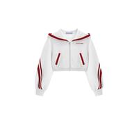 Aelfric Eden Crop Hoodie Women's Oversize Hooded Basic Vintage Jumper with Hood Y2K Contrast Colour Sweatshirt Zip Up Hoodie Long Sleeve Top Cropped Jacket, gray, L