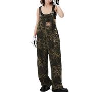 Aelfric Eden Leopard Print Overalls Women Dungarees Jeans Overalls Baggy Casual Stretch Trousers Jumpsuit Denim Y2K Streetwear L