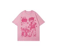 Aelfric Eden Men Vintage T-Shirt Women Oversized Graphic Tees Unisex Casual T Shirt Streetwear Racing Tee Y2k Jersey Summer Tops Pink, L