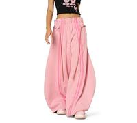 Aelfric Eden Men's Baggy Jogging Bottoms Women's Barrel Sweatpants Cotton Drawstring Casual Trousers Wide Leg Elastic Sports Trousers with Pockets, pink, M