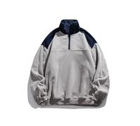 Aelfric Eden Men's Fleece Sweatshirt Half-Zip Microfleece Long Sleeve Pullover Basic Tops Polo Neck Lightweight Jumper Winter Grey L