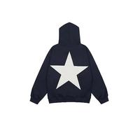 Aelfric Eden Star Print Color Contrast Hoodie Mens Plain Hooded Women Oversized Hoody Casual Loose Sweatshirt Long Sleeve Warm Pullover Fall Winter Outfits Navy blue, L