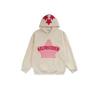 Aelfric Eden Vintage Embroidery Star Hoodie Womens Basic Hooded Oversize Sweatshirt Long Sleeve Pullover Casual Y2K Outfits with Pockets White, S