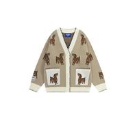 Aelfric Eden Women's Cardigan Dachshund Graphic Cardigan V-Neck Button Down Open Front Sweater, beige, XS