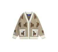 Aelfric Eden Women's Cardigan Dachshund Graphic Cardigan V-Neck Button Down Open Front Sweater, beige, XL