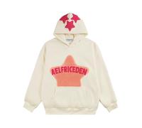 Aelfric Eden Womens Graphic Hoodies Pink Star Print Hoodie Unisex Oversized Hoodies Long Sleeve Pocket Pullover, Aa01-beige, Medium