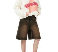 Aelfric Eden Women's Jorts Baggy Jeans Shorts with Pockets Unisex Vintage Style Denim Shorts Streetwear Shorts for Summer XXL, brown, 8