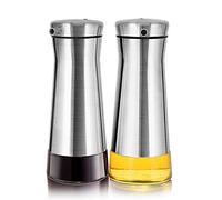 Aelga Olive Oil And Vinegar Dispenser Bottle Set 2 Pack Elegant Stainless Steel Set- for Kitchen with Drip Free
