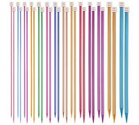 Aelike Coloured Knitting Needles Set - 35cm Long, 28 Pcs/14 Pairs Aluminium Single Pointed Needles 2mm-10mm, Long Knitting Pins for Blanket, Straight Metal Pins for Kids Beginners
