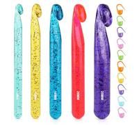 Aelike Large Size Crochet Hooks Set, 12mm-25mm UK, Ergonomic Coloured Acrylic Big Plastic Hooks for Chunky Yarn Blanket Rag Rug, Travel