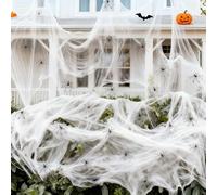 AeLion 60g Halloween Decorations Outdoor Spider Web Cobweb 40 pcs Fake Spiders, Stretchable Halloween Party Orament for Indoor Haunted House Decor Trick-or-treat Supplies
